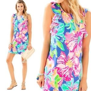 Lilly Pulitzer Esmeralda Dress SZ S Beckon Blue Jungle Utopia